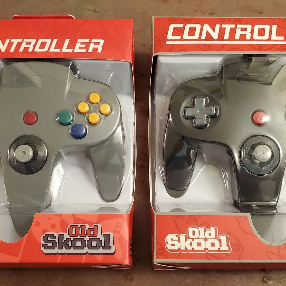 2 N64 Controllers - Grey & Black (NEW) - Nintendo64 - Old Skool